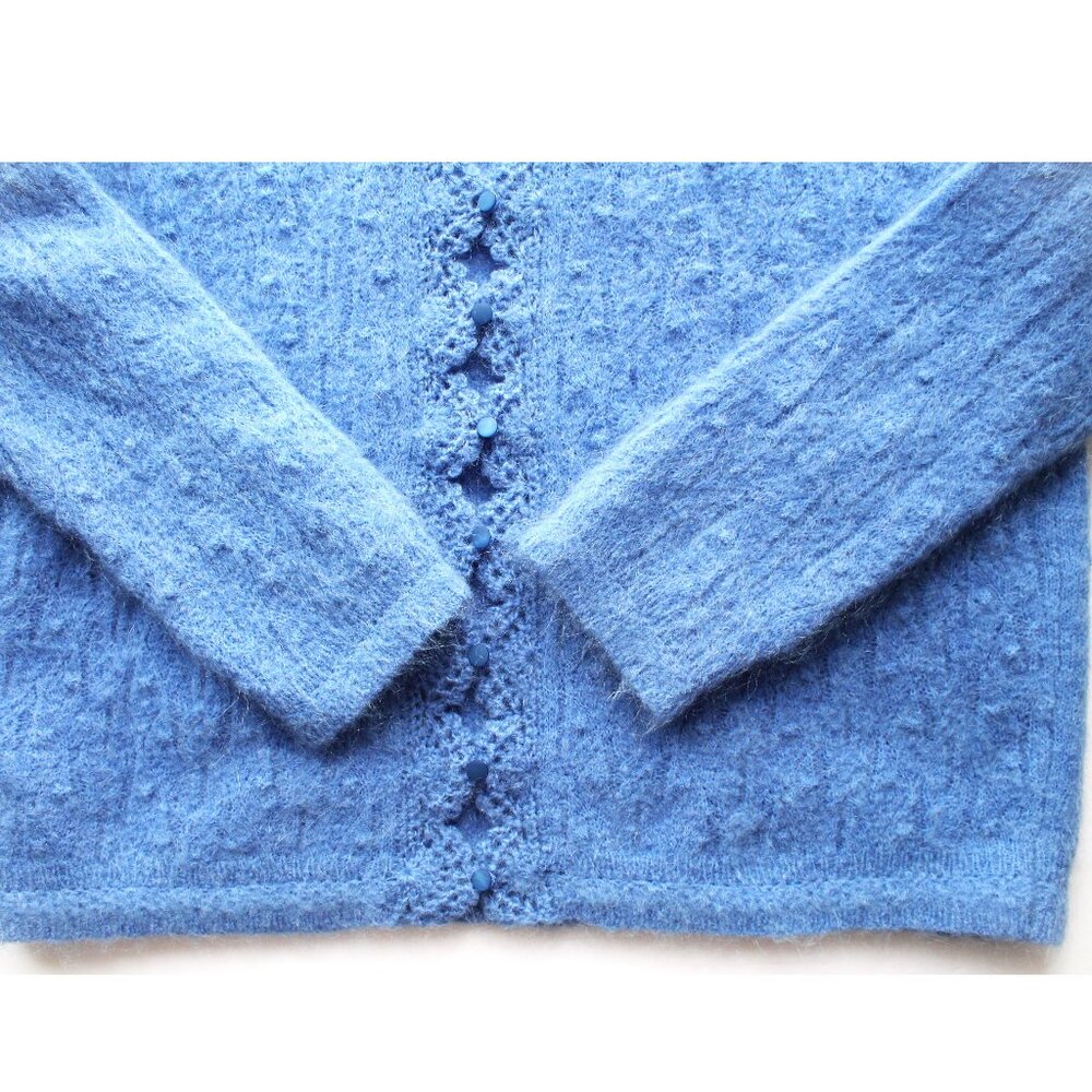 Sézane Anaelle Cardigan / Small / Blue Kid Mohair Wool Crochet Finish - Picture 8 of 10